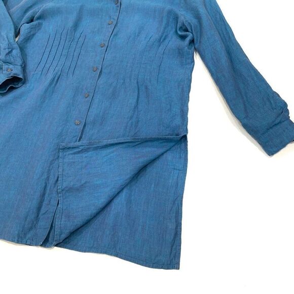 COLDWATER CREEK Linen Tunic Length Button Down Shirt (Sz L) - Picture 3 of 7